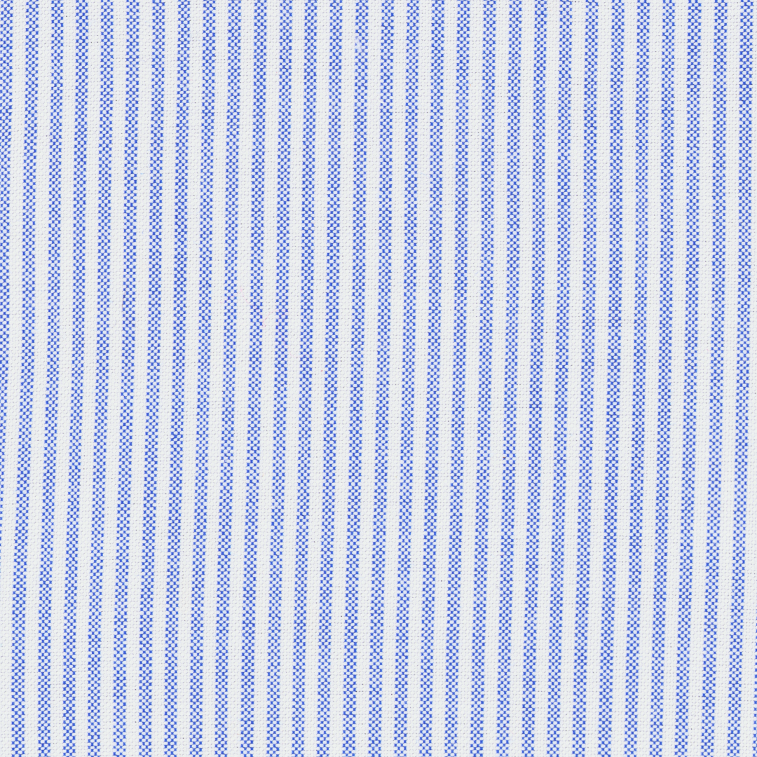 Blue & White University Stripe Two-Ply 100% Pima Cotton Oxford