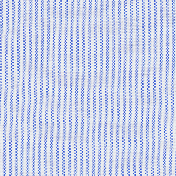 Blue & White University Stripe Two-Ply 100% Pima Cotton Oxford