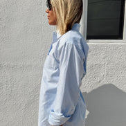 Skye Blue & White University Stripe Two-Ply 100% Pima Cotton Oxford