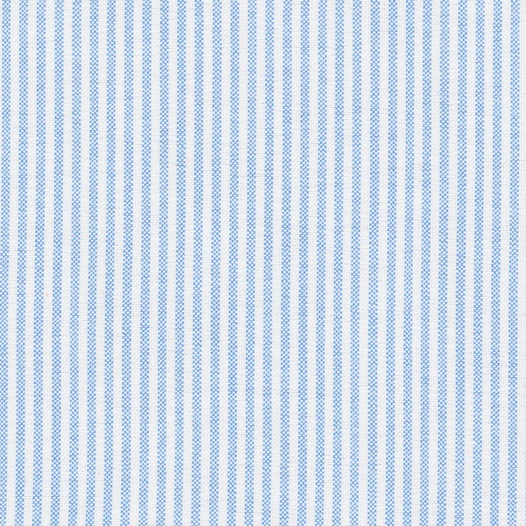 Skye Blue & White University Stripe Two-Ply 100% Pima Cotton Oxford