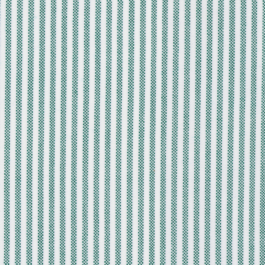 Green & White University Stripe Two-Ply 100% Pima Cotton Oxford
